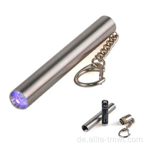 Mini -Tasche leistungsstarke LED -UV -Schlüsselbund Taschenlampe Torch Key Ring Geld Wasserzeichen unsichtbarer Tintendetektor